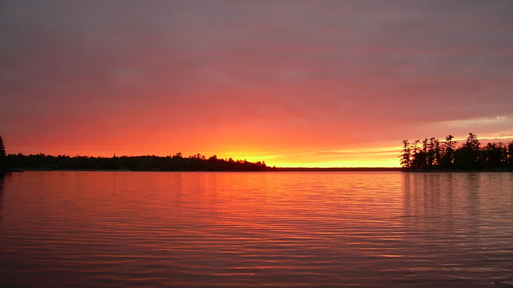Sunset over the lake in Voyageurs National Park.