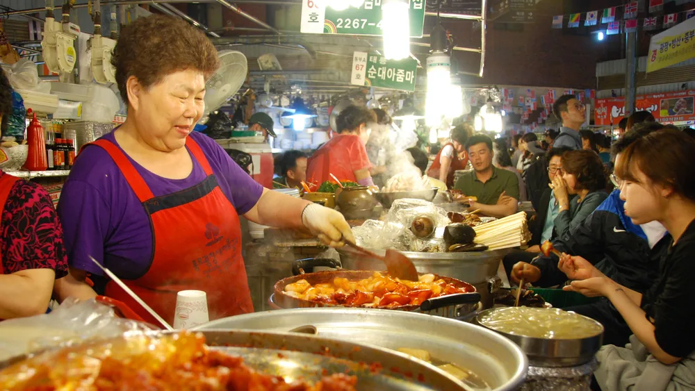 A market kitchen in Korea.